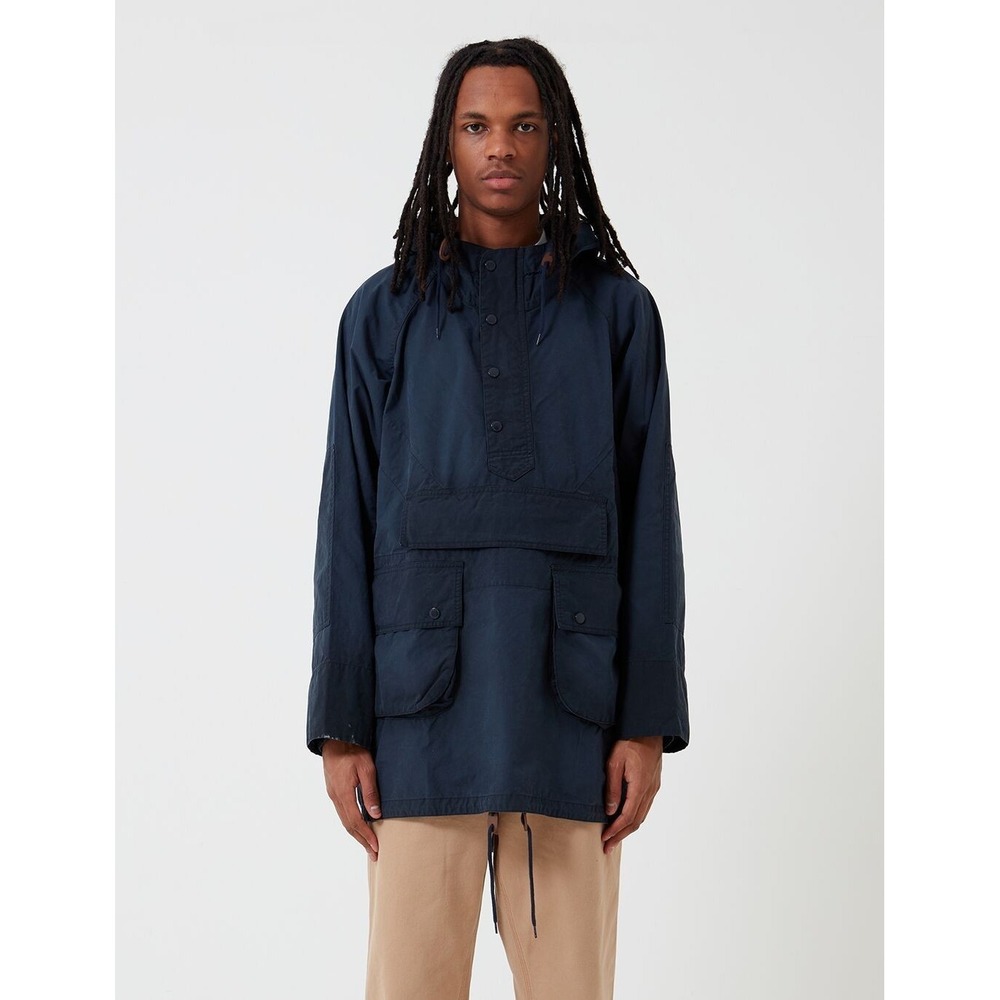 Barbour Engineered Garments Washed Warby Anorak Jacket Pullover Sz Large Black